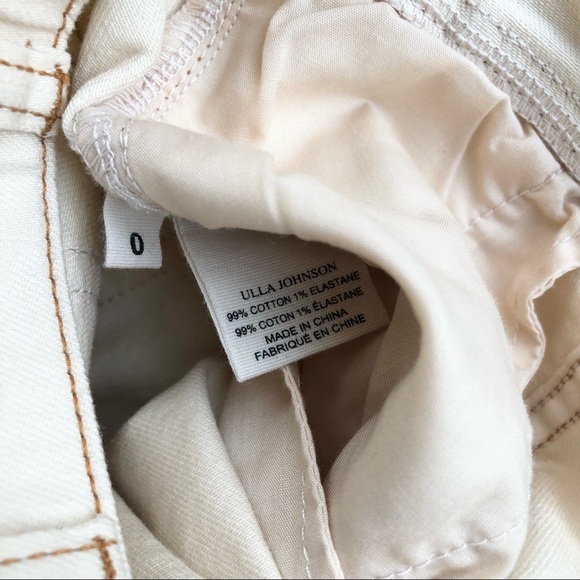Ulla Johnson Brodie Jeans High waisted Tapered Button Fly Ivory Off White 0 - Picture 8 of 9